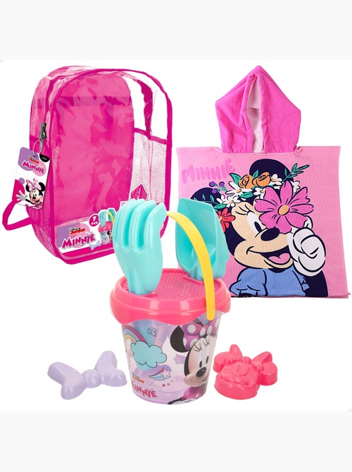 Minnie set cubo playa con accesorios mochila y poncho - Kiabi