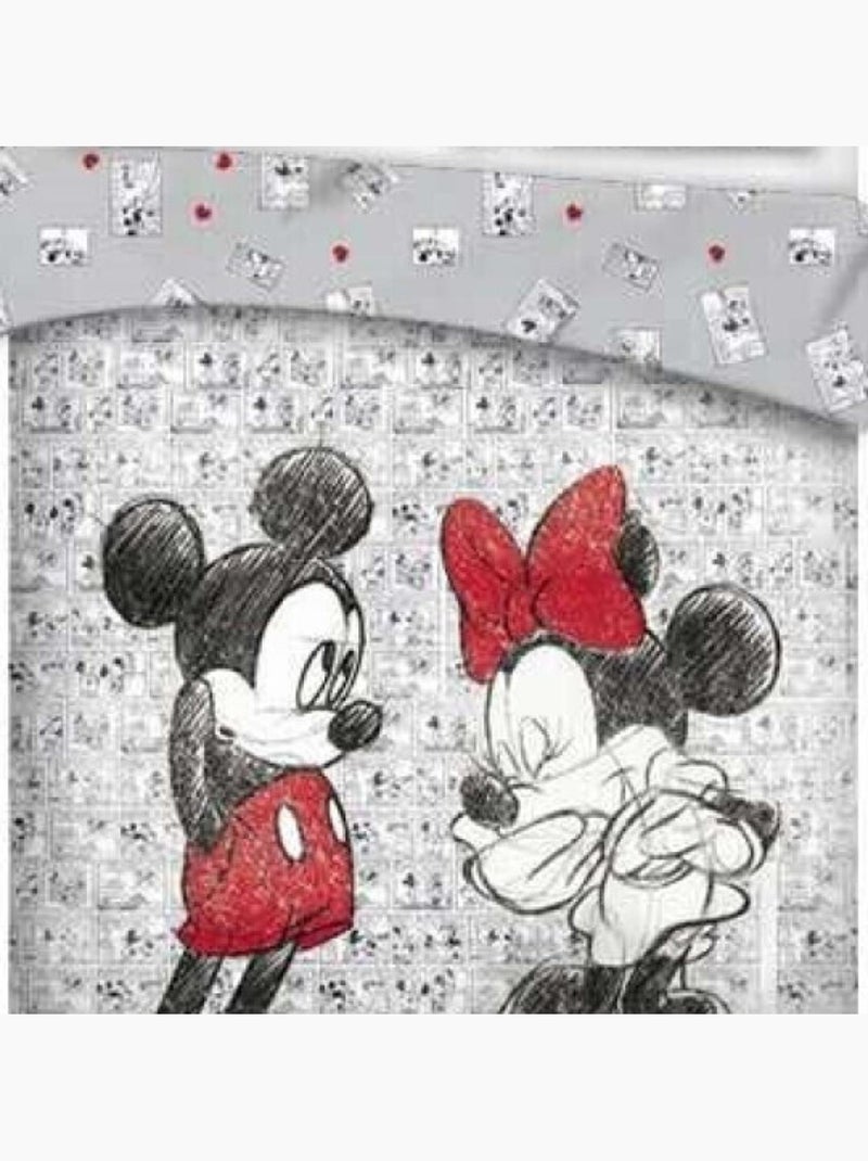 Minnie y Mickey, juego de sábanas doble infantil Disney, LOVE Gris - Kiabi