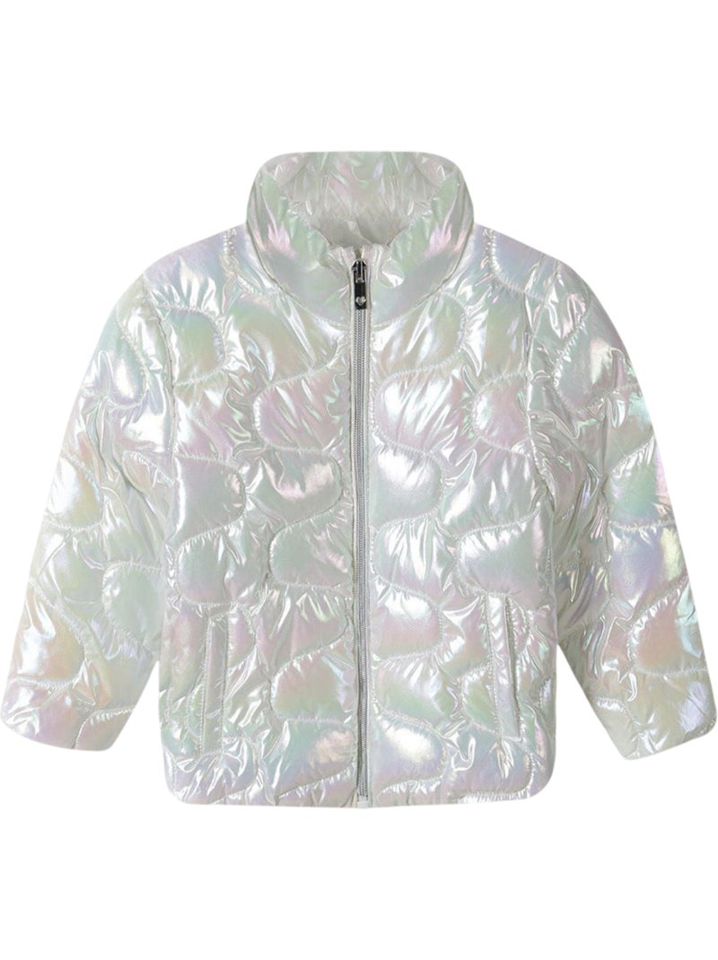 Minoti - Chaqueta Acolchada Diseño Metalizado de Ligero Niñas Blanco - Kiabi