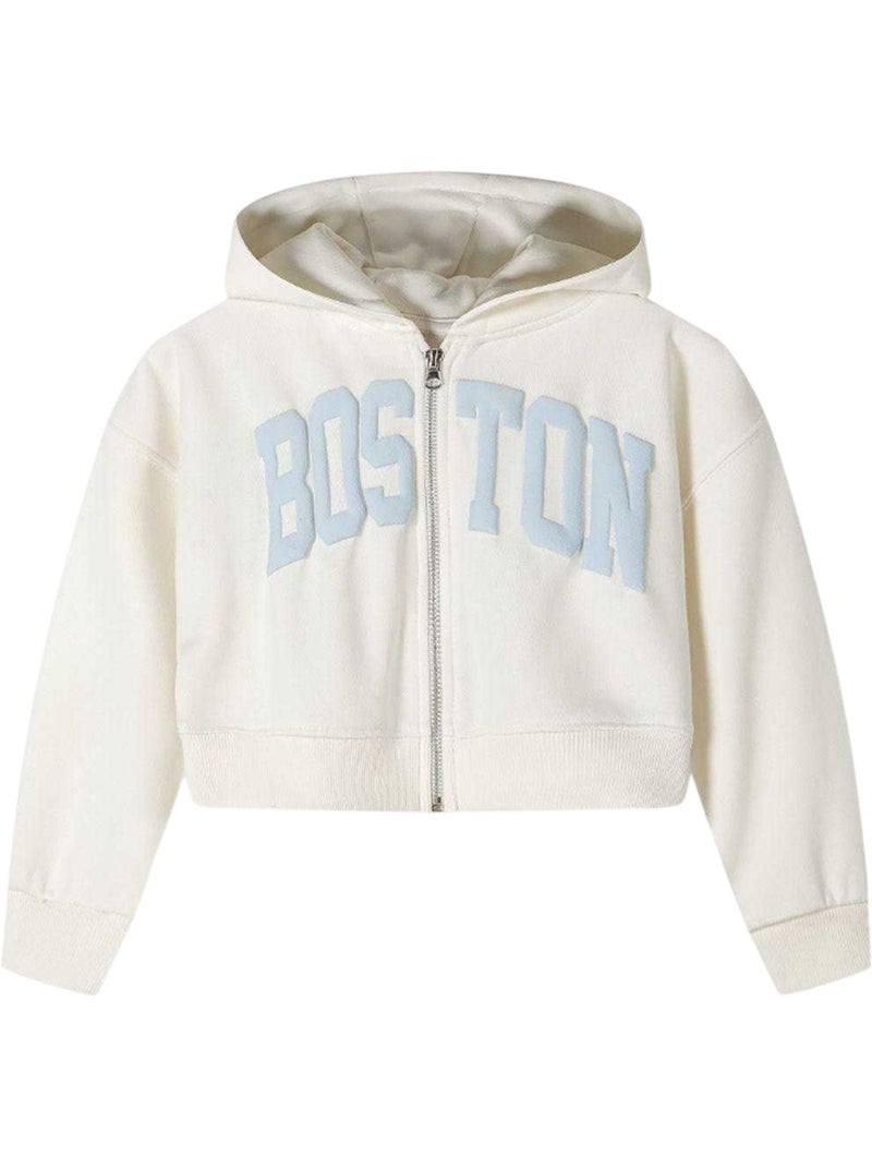 Minoti - Conjunto de Sudadera y Pantalones Deportivos Diseño Texto Niñas Blanco - Kiabi