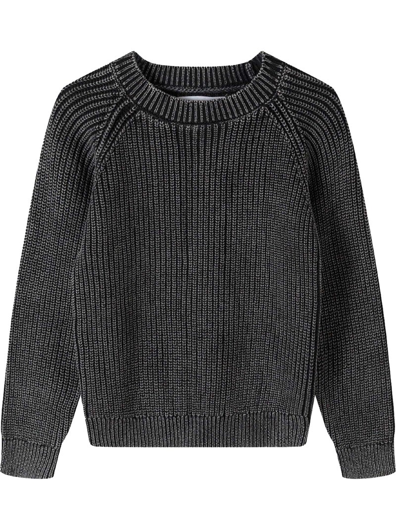 Minoti - Jersey Diseño Lavado Ácido de Algodón Raglan Niños Negro - Kiabi