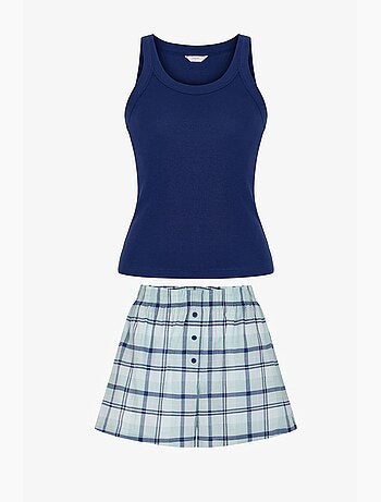 Mira conjunto de pijama corto a cuadros penti