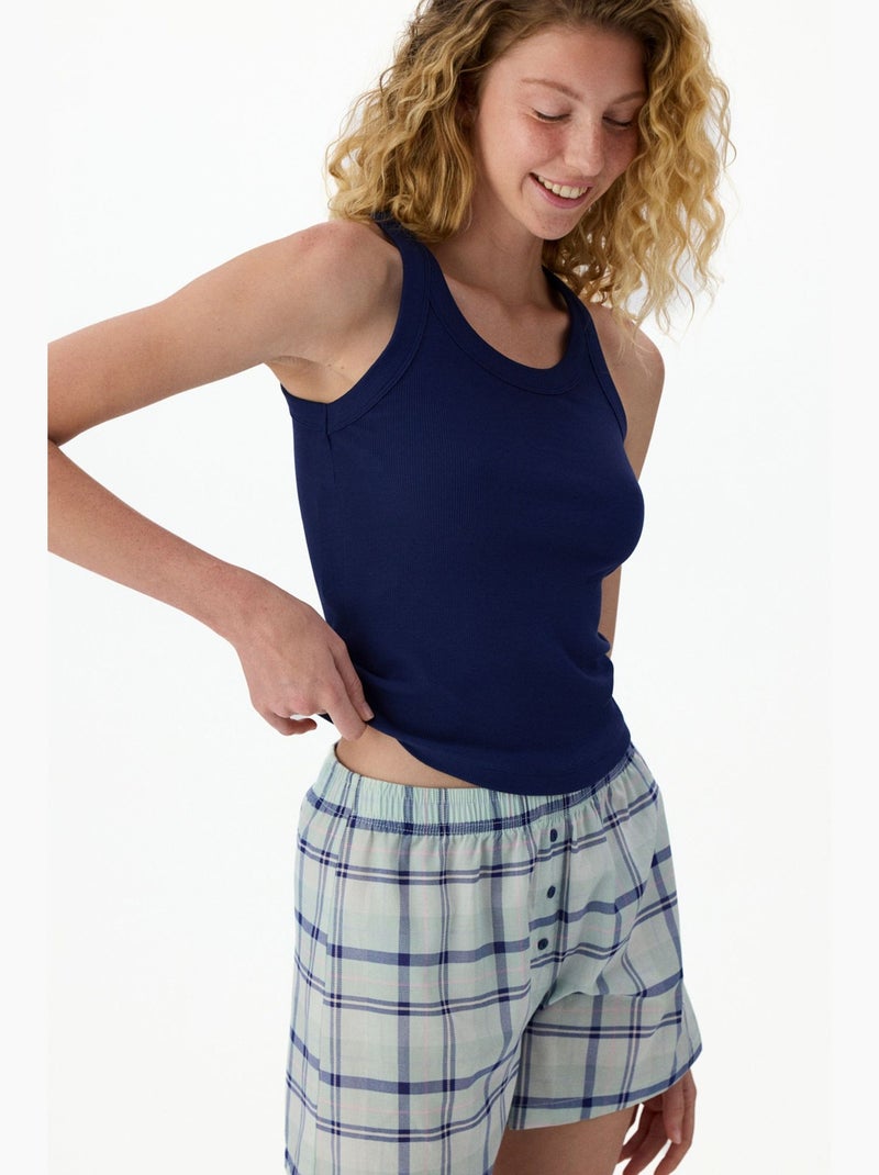Mira conjunto de pijama corto a cuadros penti Blanco roto - Kiabi