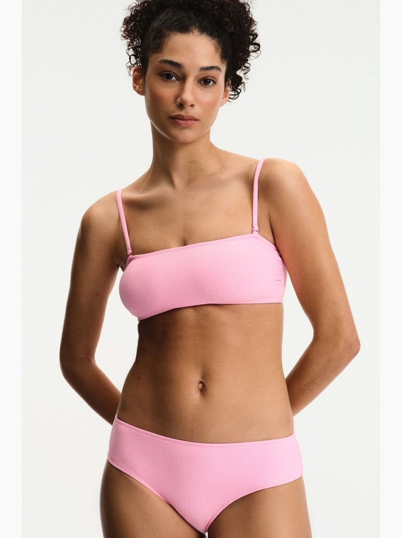 Missa braguita de bikini texturizada de tiro medio penti Rosa almendra - Kiabi