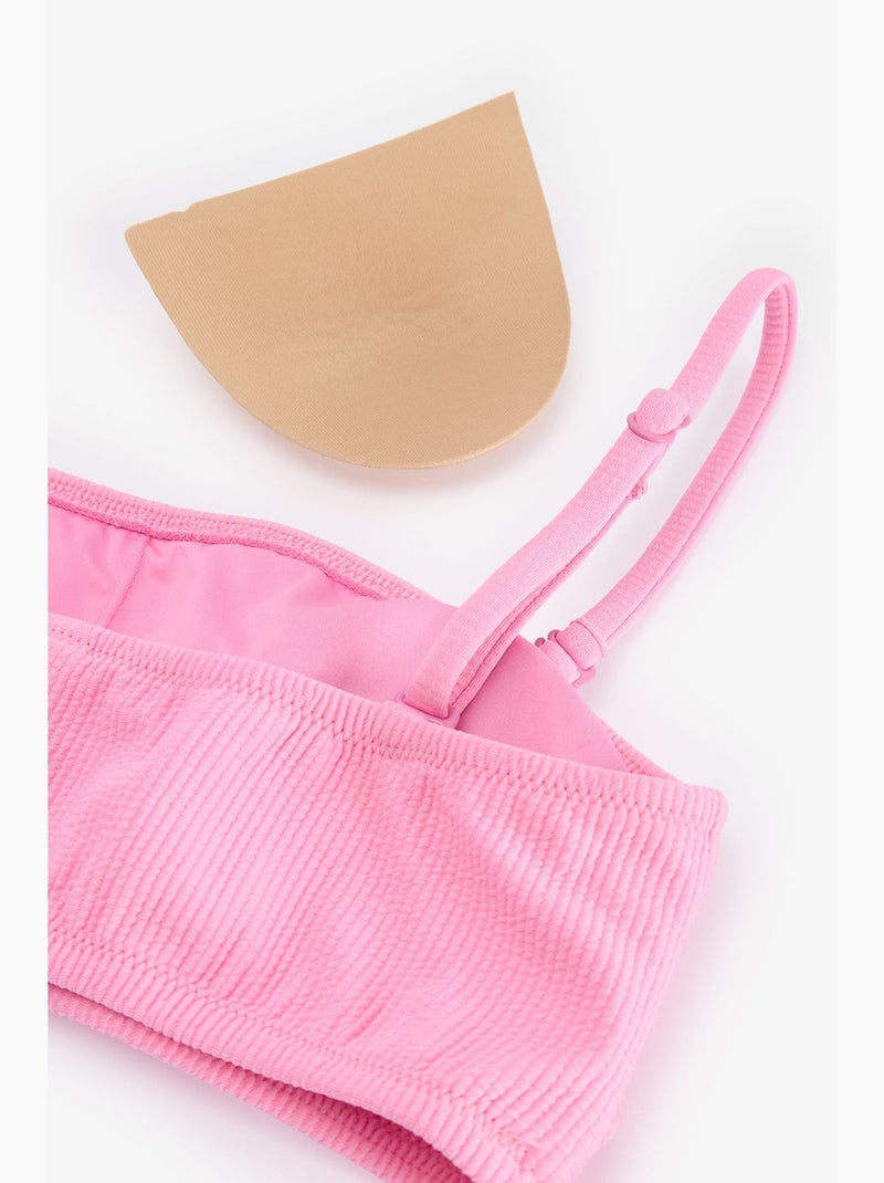 Missa top de bikini bandeau texturizado penti Rosa fluo/Solinotes - Kiabi
