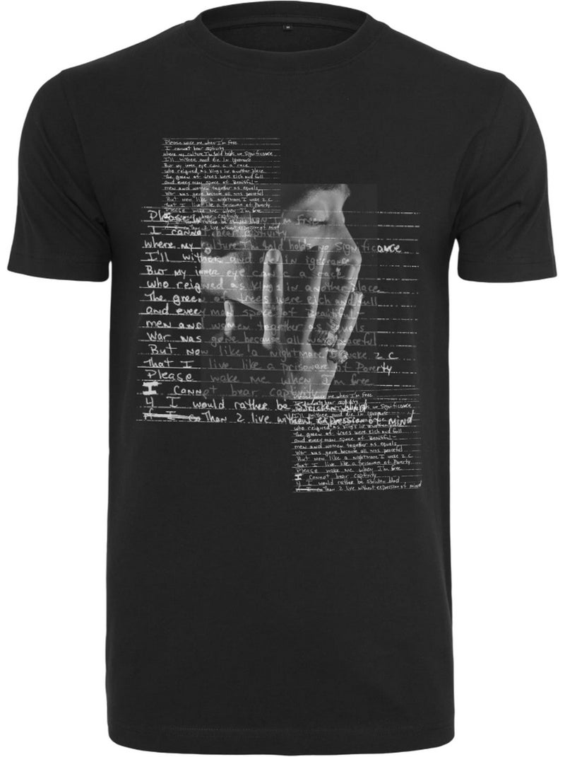 Mister Tee - Camiseta Lyrics Diseño Tupac Shakur para Hombre Negro - Kiabi