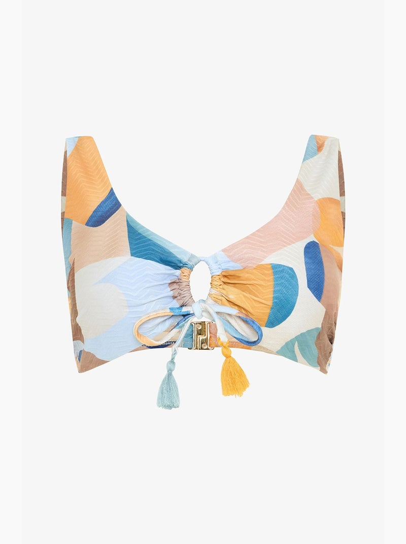 Misty hot top de bikini con estampado étnico y abalorios penti Azul cielo - Kiabi
