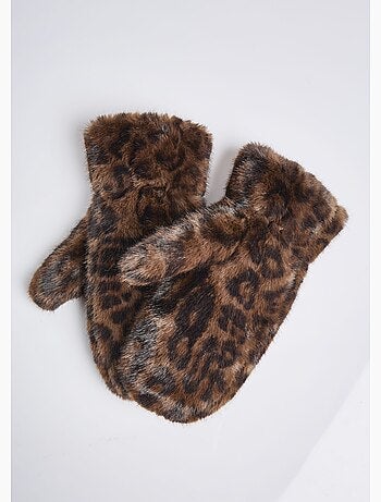 Mitones de piel sintética con estampado de leopardo - AFIBEL