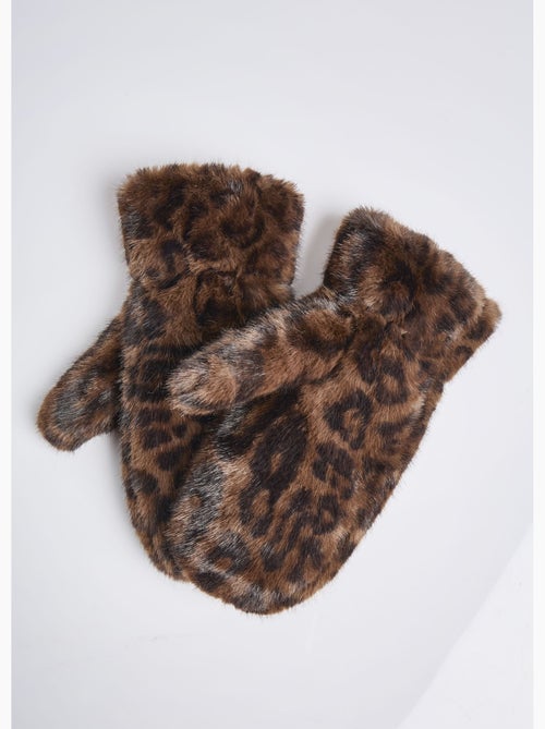 Mitones de piel sintética con estampado de leopardo - AFIBEL - Kiabi