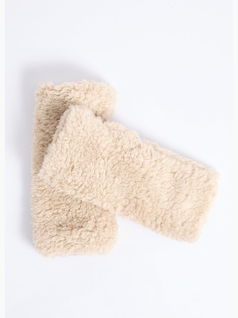 Mitones de polar cálidos, lisos y estilo sherpa - afibel Beige - Kiabi
