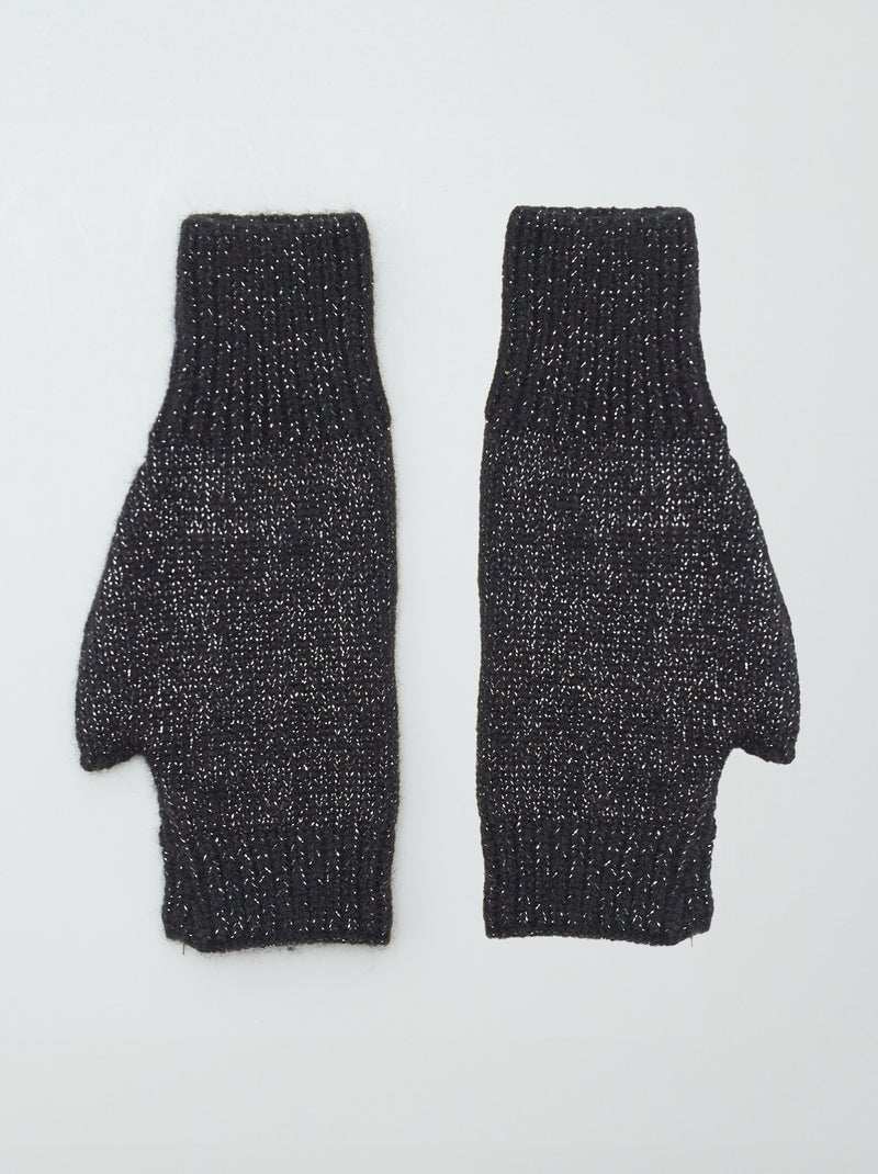 Mitones de punto brillante NEGRO - Kiabi
