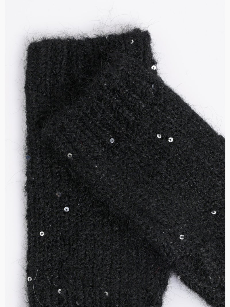 Mitones de punto brillantes con lentejuelas - AFIBEL Negro - Kiabi