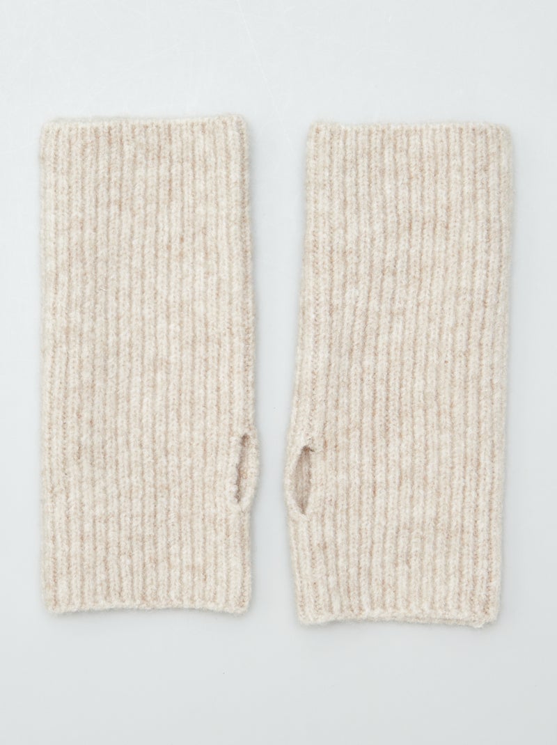 Mitones de punto de canalé BEIGE - Kiabi