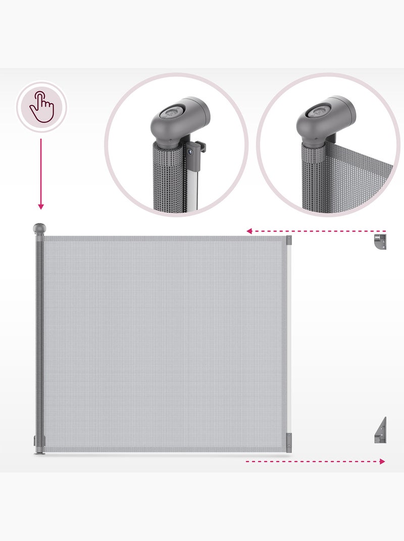 Moby-system safeguard barrera retráctil de seguridad para niños y mascotas Gris - Kiabi
