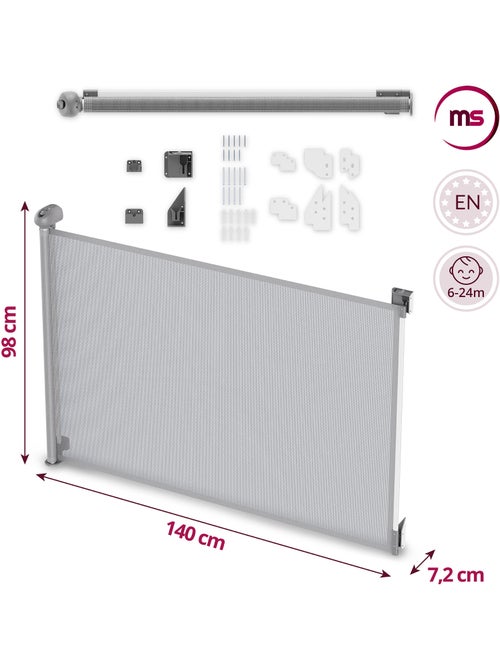 Moby-system stairsafe - barrera retráctil con bloqueo automático para niños - Kiabi Moby-system stairsafe - barrera retráctil con bloqueo automático para niños - Kiabi