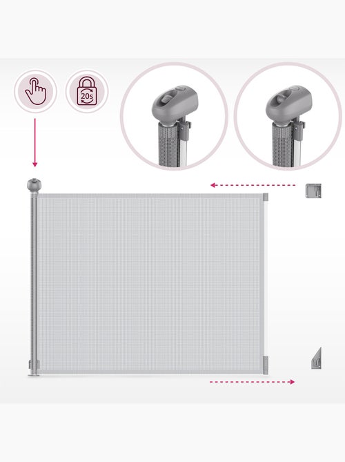 Moby-system stairsafe - barrera retráctil con bloqueo automático para niños - Kiabi Moby-system stairsafe - barrera retráctil con bloqueo automático para niños - Kiabi