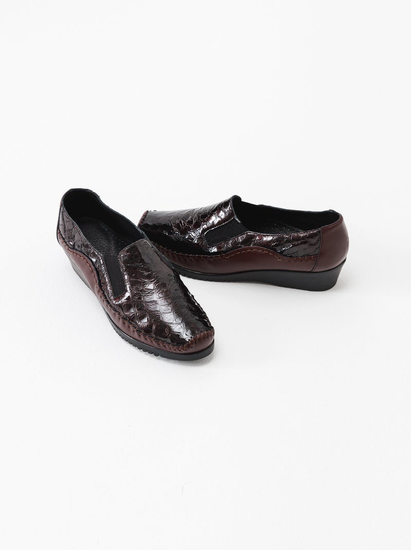 Mocasín piel bimaterial - Afibel Burdeos - Kiabi