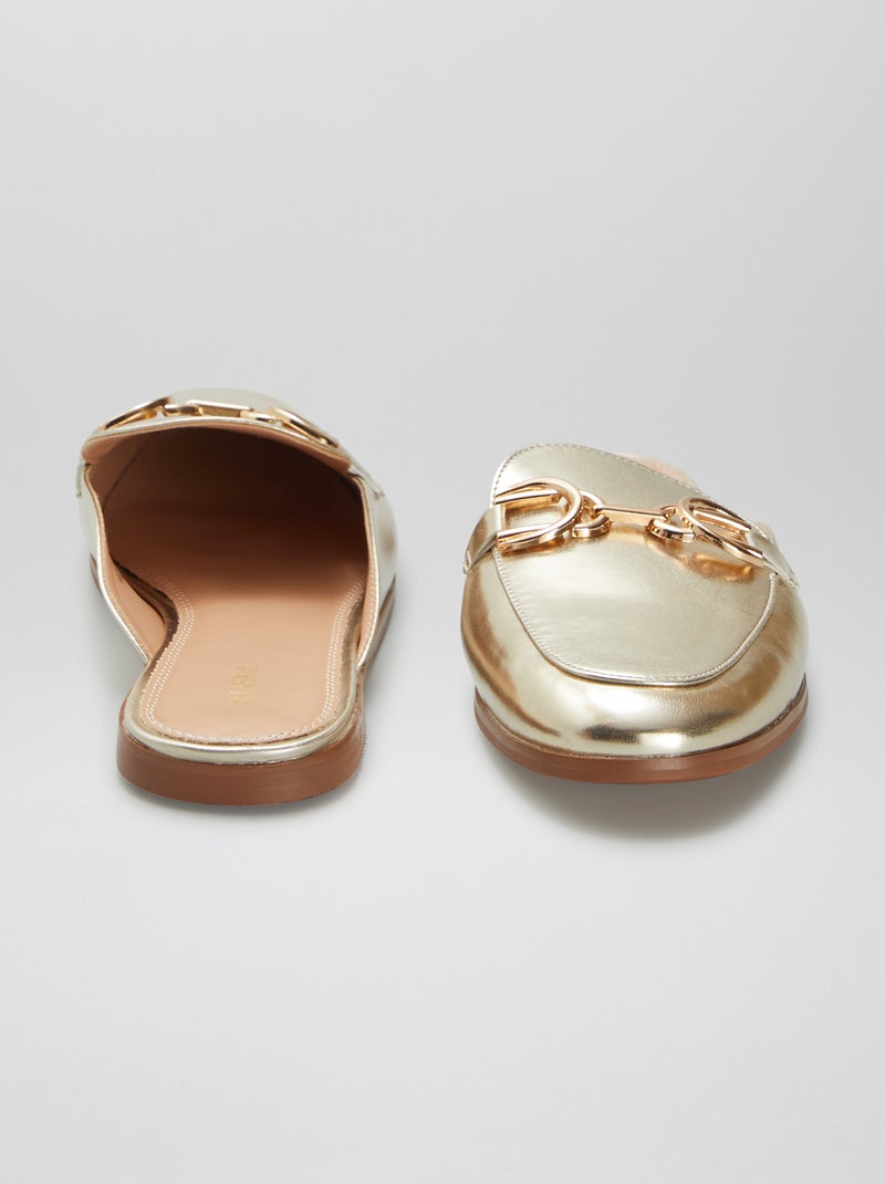 Mocasines abiertos con tira dorada BEIGE - Kiabi