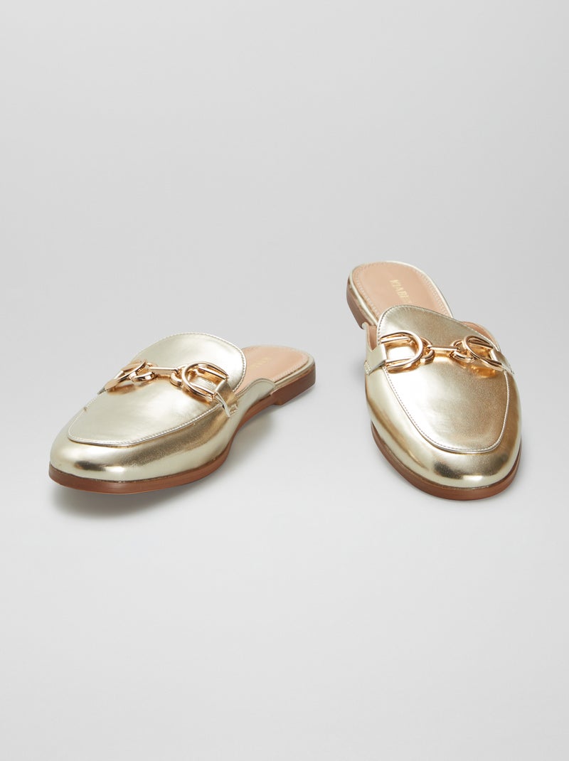 Mocasines abiertos con tira dorada BEIGE - Kiabi