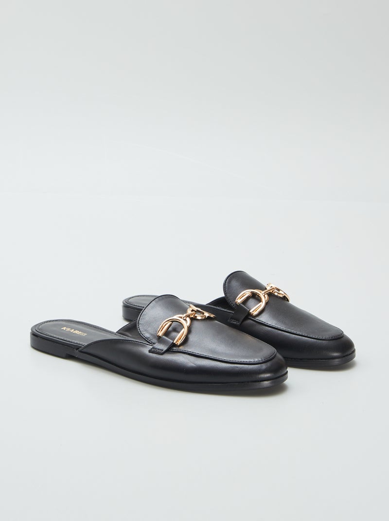 Mocasines abiertos con tira dorada NEGRO - Kiabi