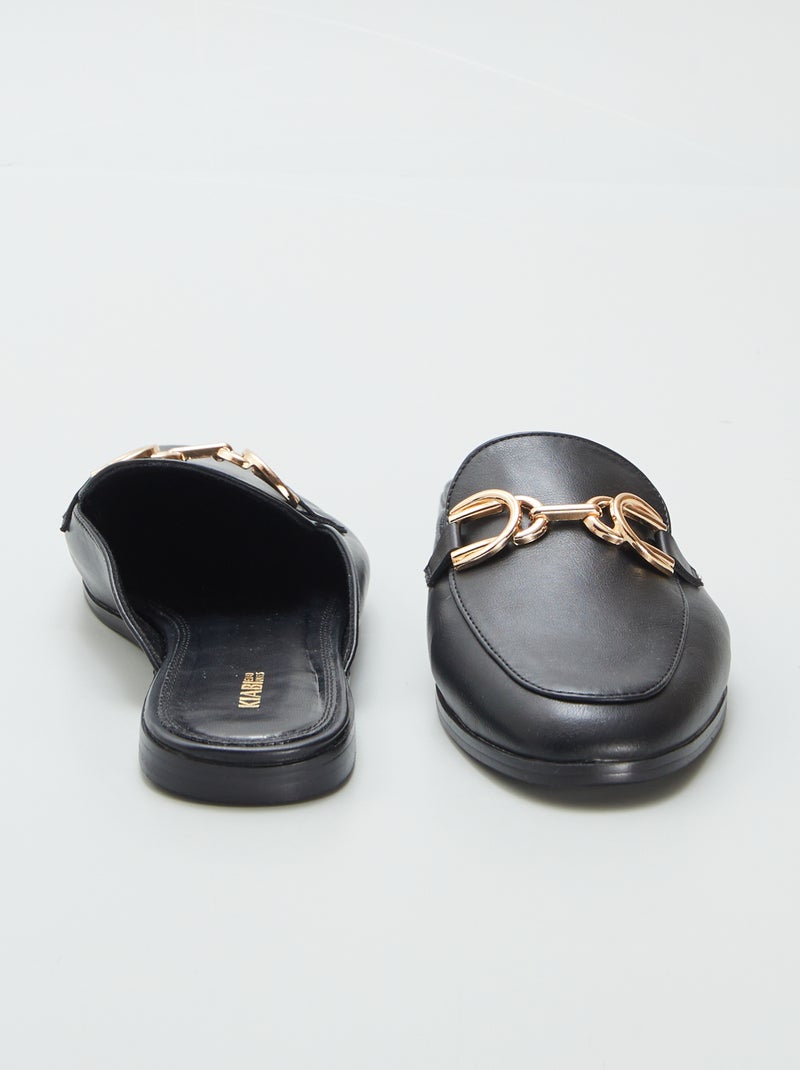 Mocasines abiertos con tira dorada NEGRO - Kiabi