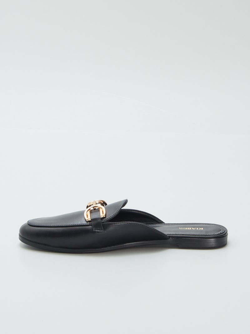 Mocasines abiertos con tira dorada NEGRO - Kiabi