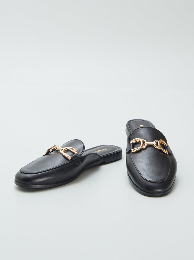 Mocasines abiertos con tira dorada NEGRO - Kiabi