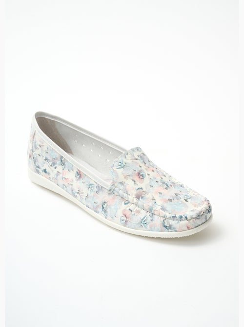 Mocasines anchos confort de piel suave - Kiabi