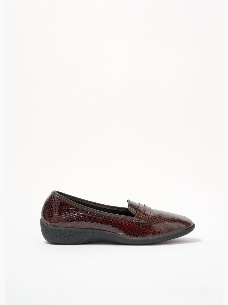 Mocasines anchos de charol efecto cocodrilo - Afibel Marrón - Kiabi