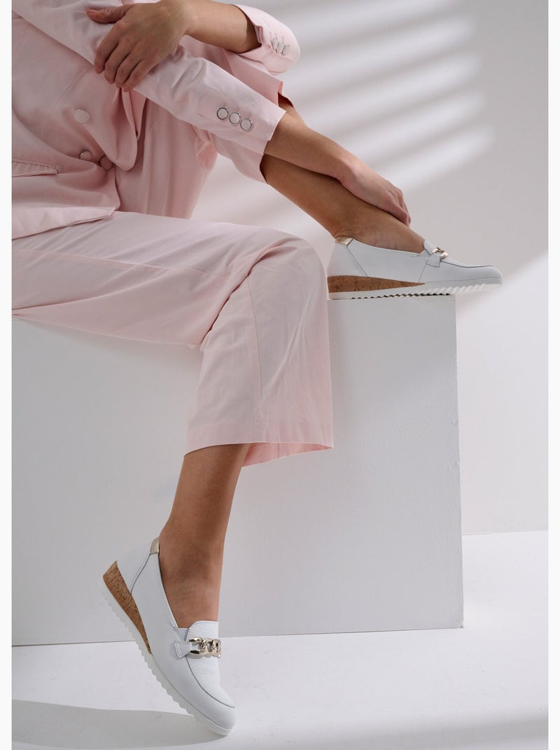 Mocasines cadena ancho confort con cuña - Afibel Blanco - Kiabi