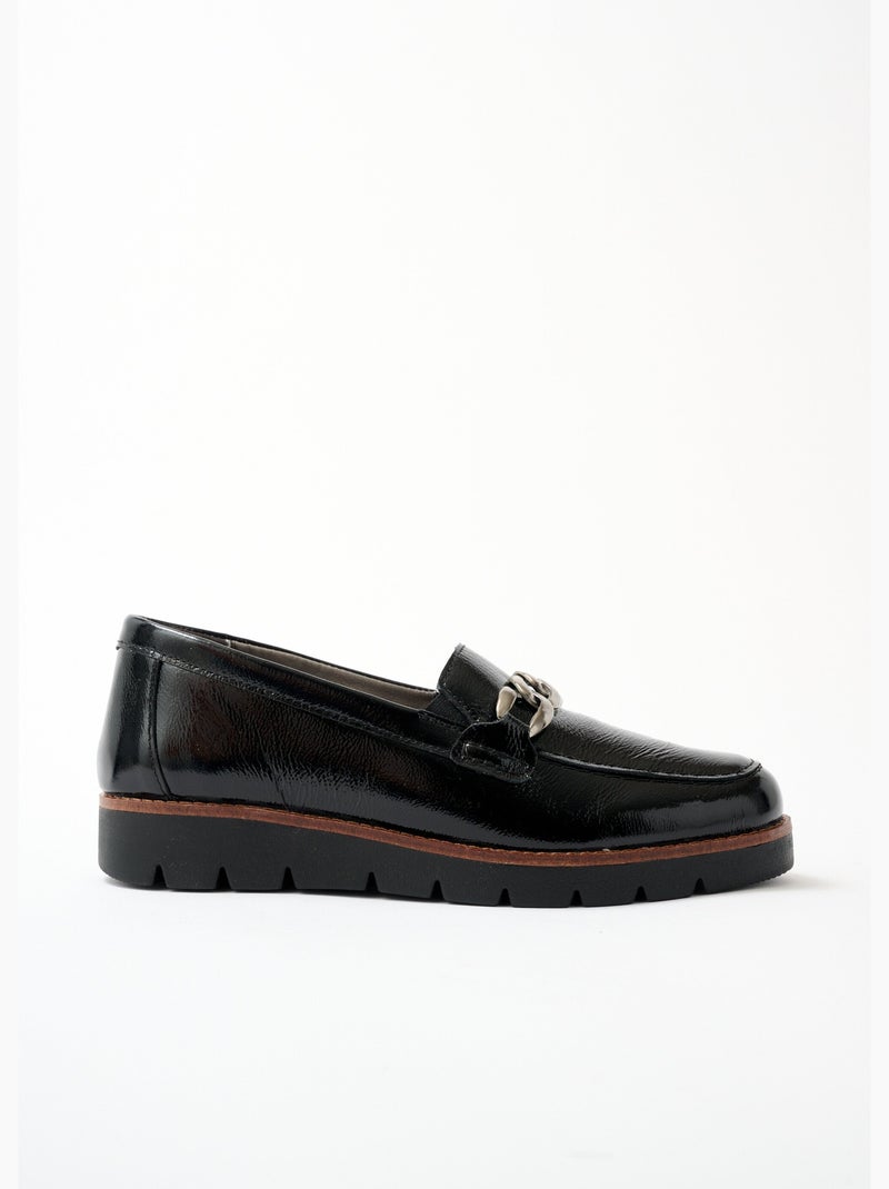 Mocasines cadena eslabones piel ancho ancho - Afibel Negro - Kiabi