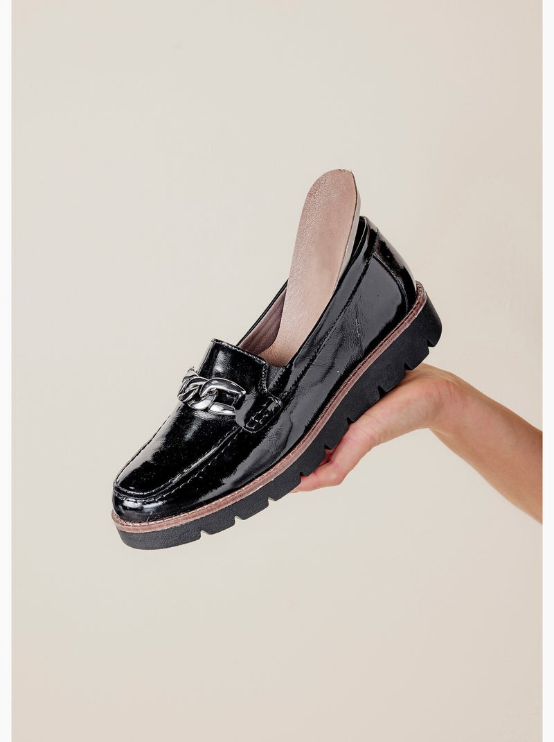 Mocasines cadena eslabones piel ancho ancho - Afibel Negro - Kiabi