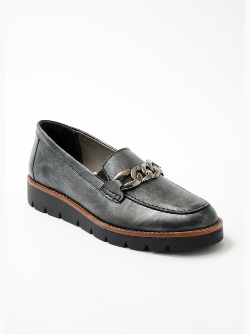 Mocasines cadena eslabones piel ancho ancho - afibel - Kiabi