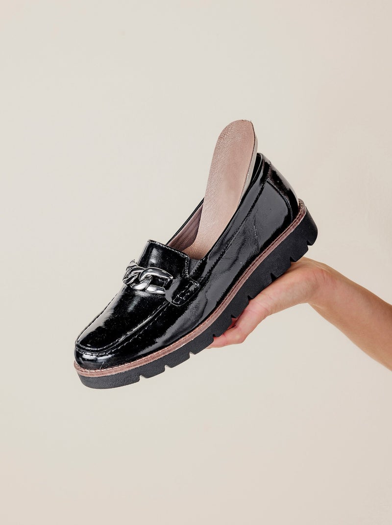 Mocasines cadena eslabones piel ancho ancho - afibel Plata - Kiabi
