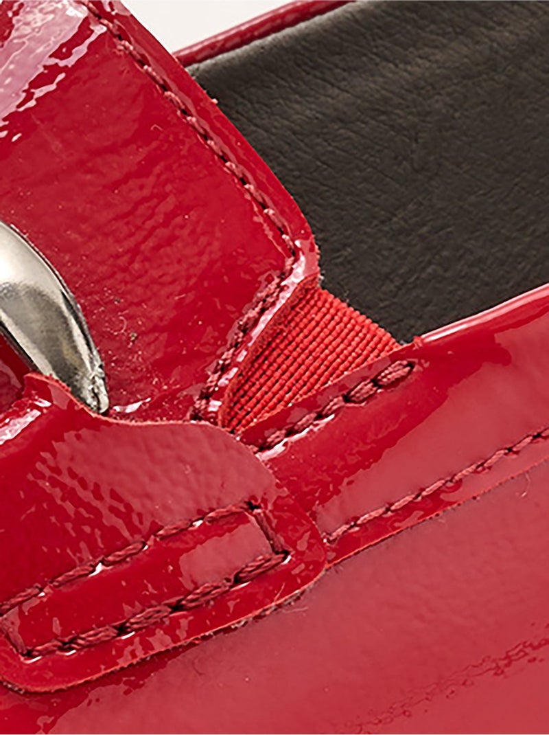 Mocasines cadena eslabones piel ancho ancho - Afibel Rojo - Kiabi
