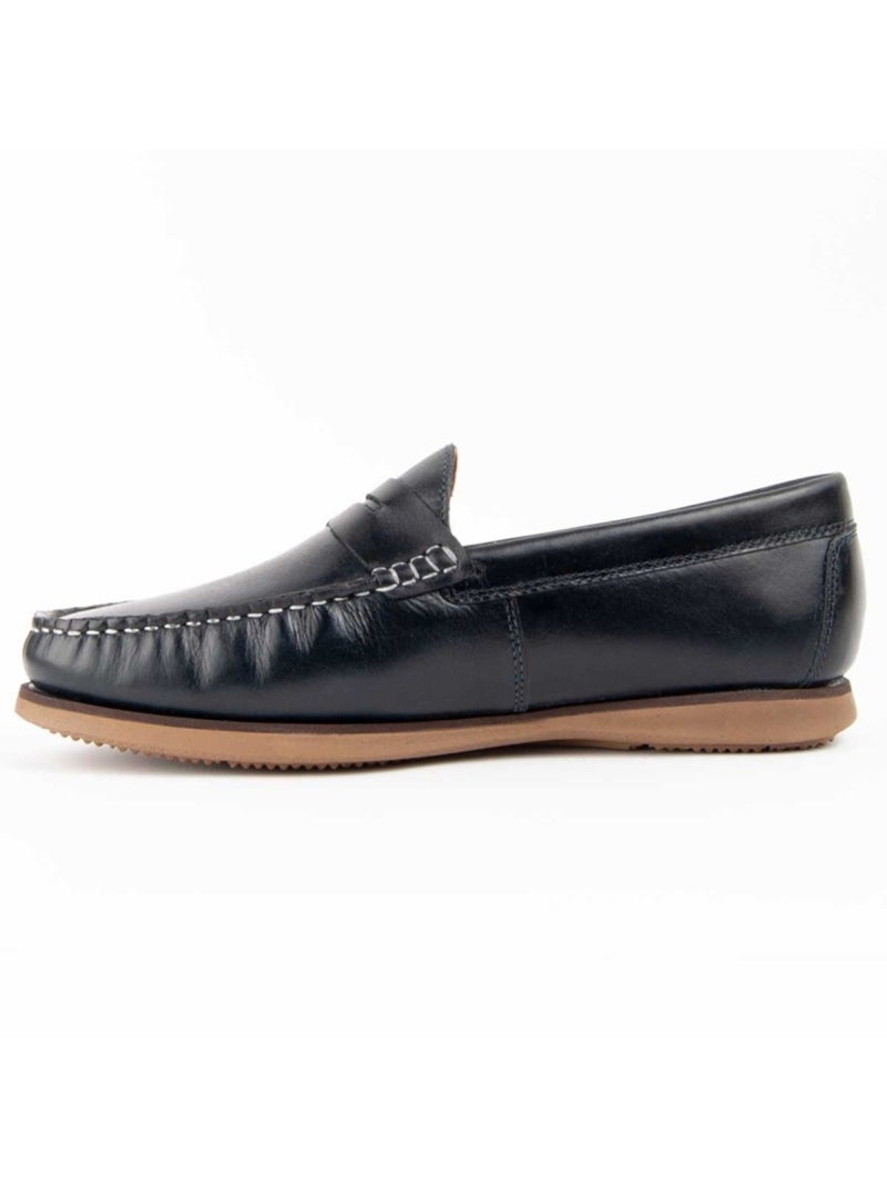 Mocasines Casual Cuero Purapiel Azul - Kiabi