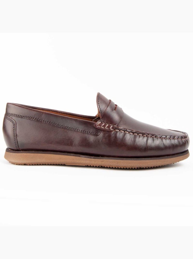 Mocasines Casual Cuero Purapiel Marrón - Kiabi