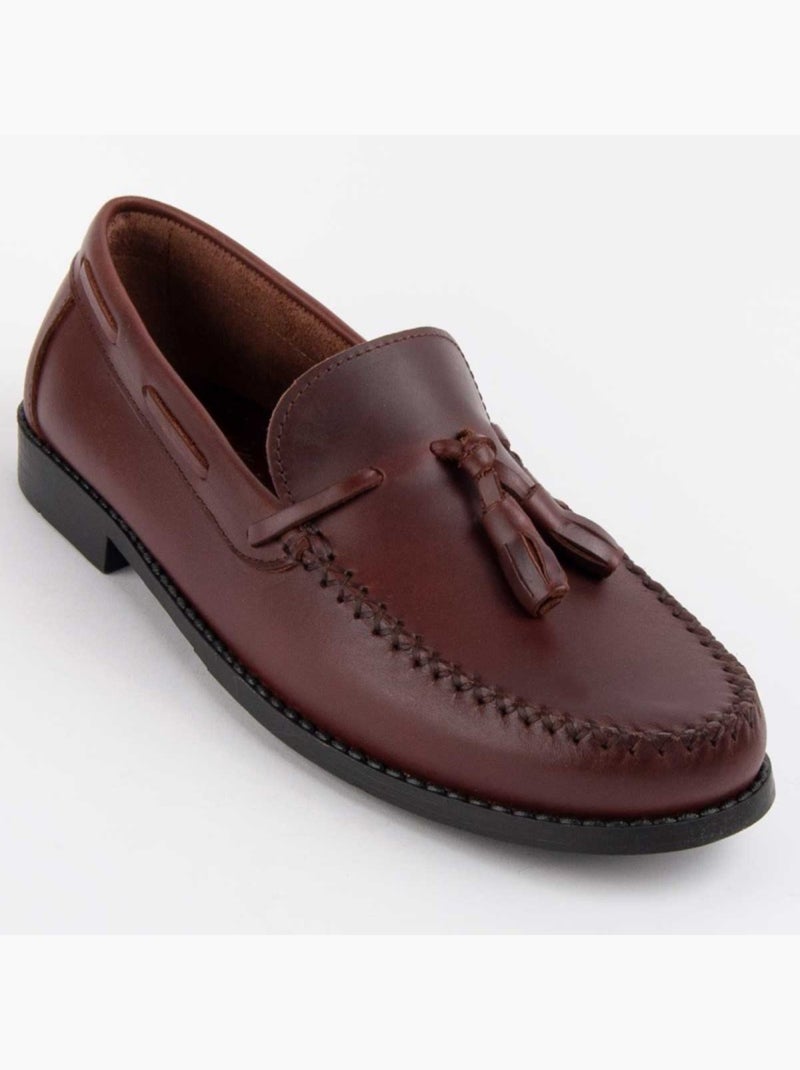 Mocasines Casual Cuero Purapiel Marrón - Kiabi