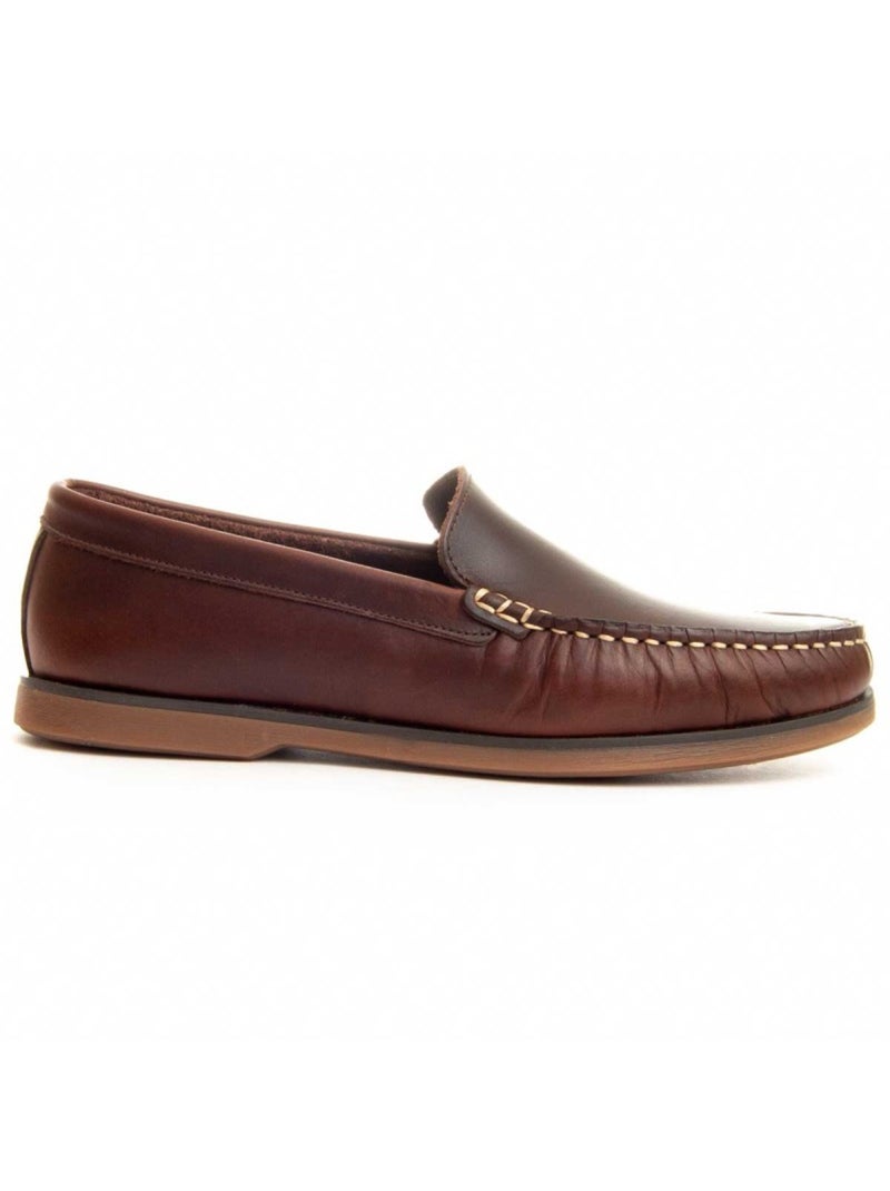 Mocasines casual cuero purapiel Marrón - Kiabi