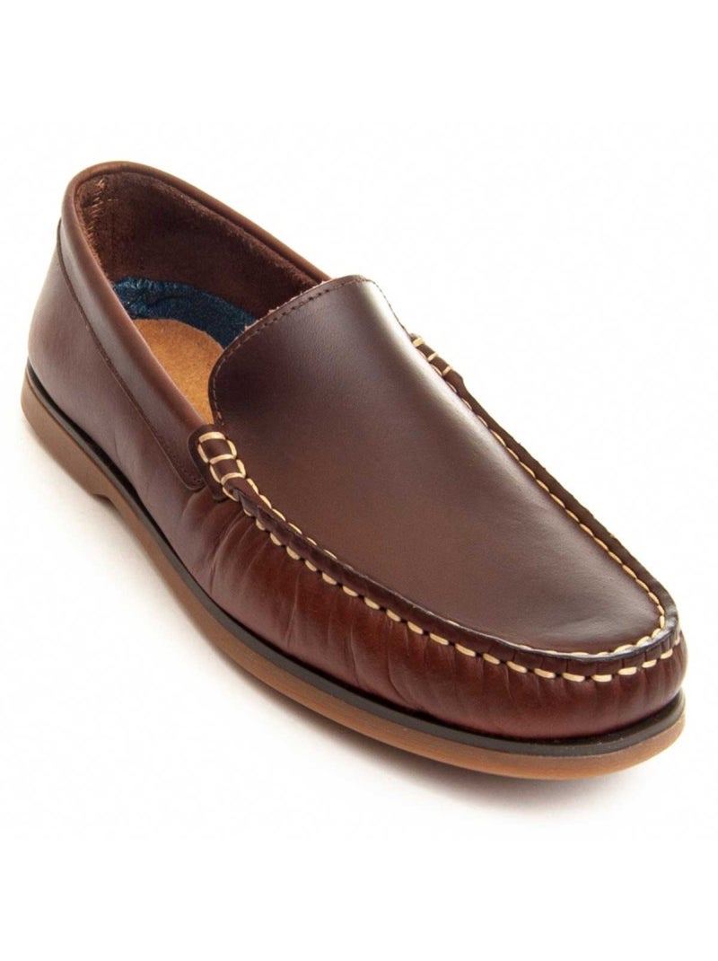 Mocasines casual cuero purapiel Marrón - Kiabi