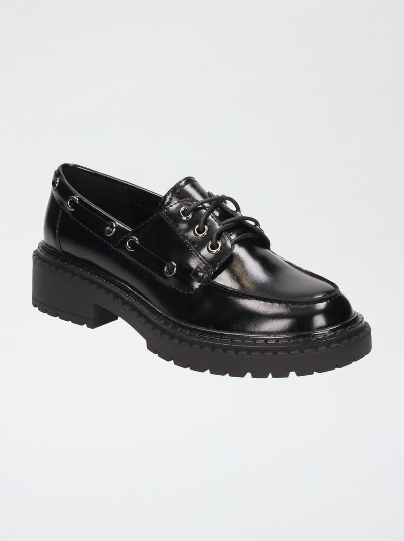 Mocasines charol con suelas dentadas Negro - Kiabi