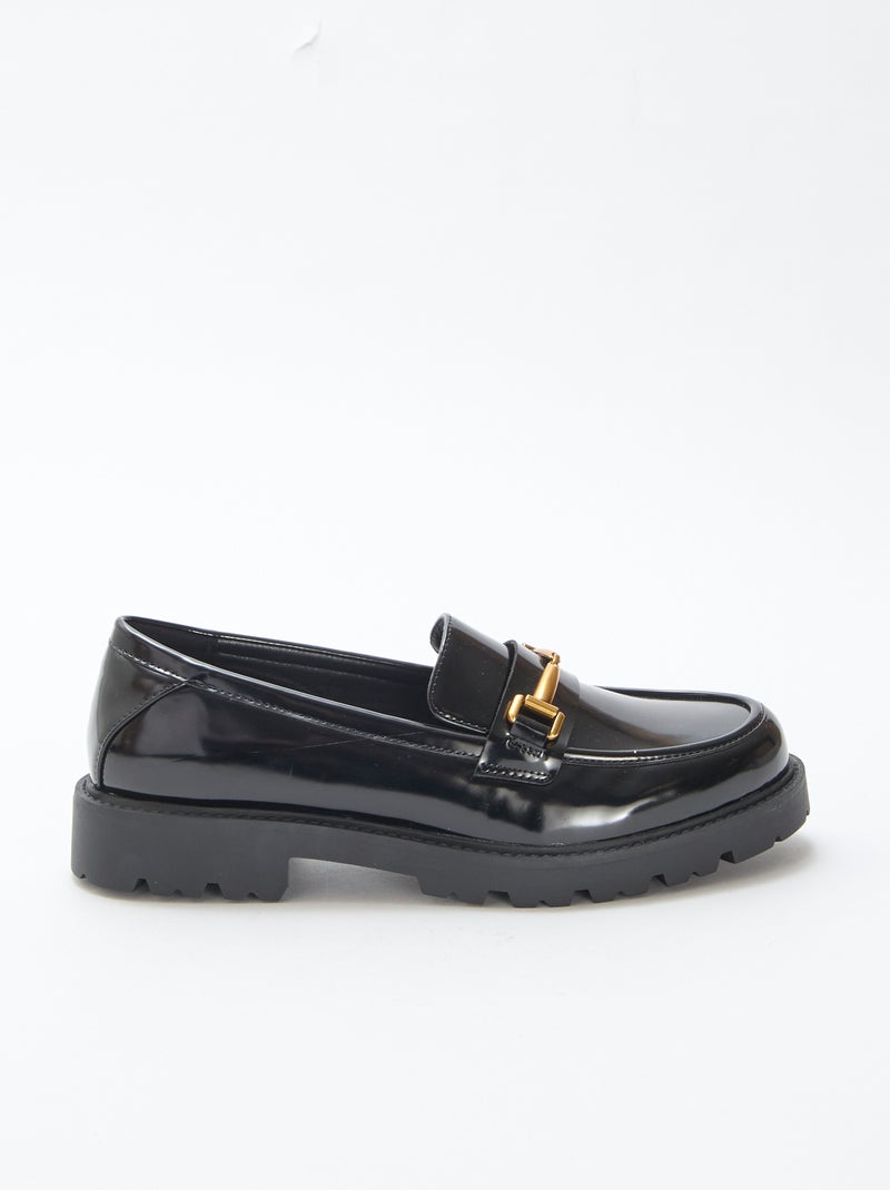 Mocasines charol con tira dorada Negro - Kiabi