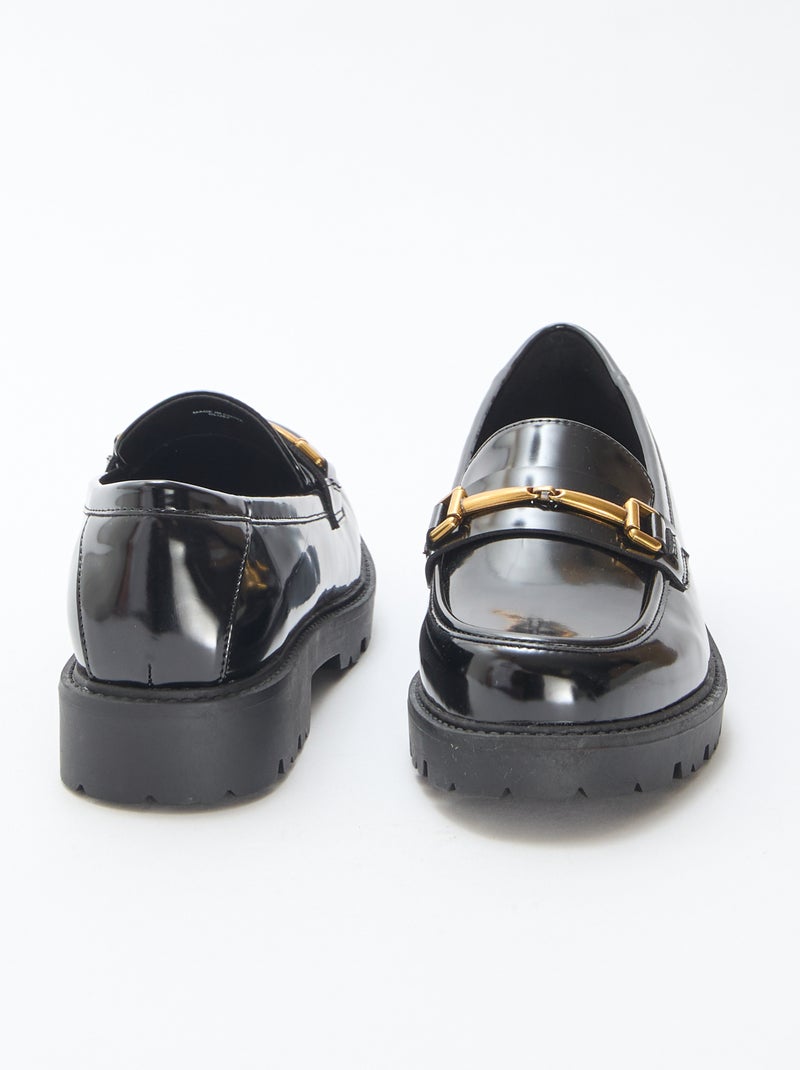 Mocasines charol con tira dorada Negro - Kiabi