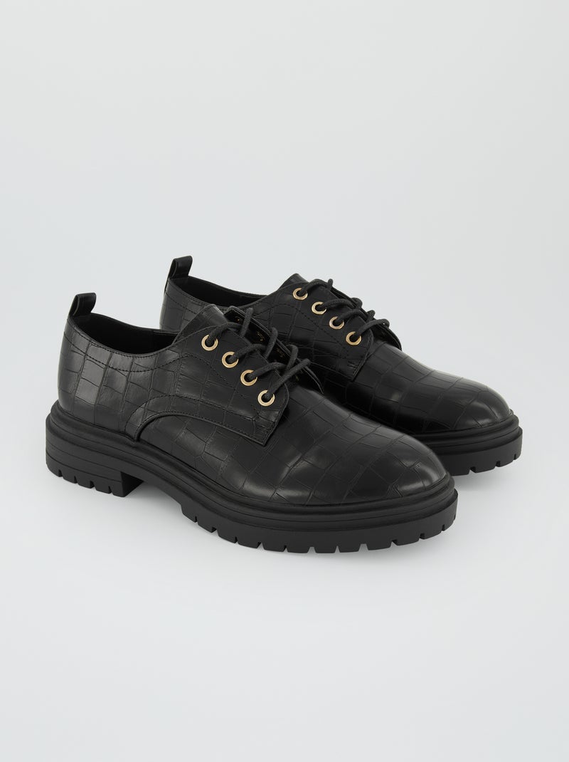 Mocasines con cordón y suela gruesa negro - Kiabi
