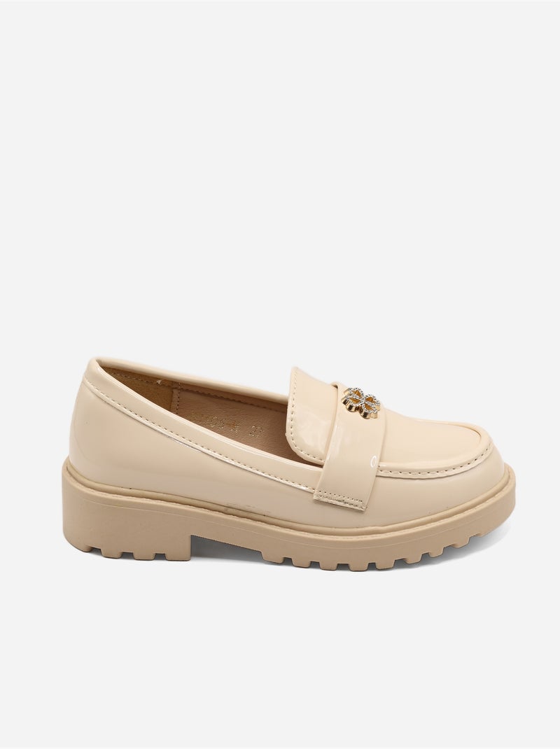 Mocasines con detalles de strass Crema - Kiabi