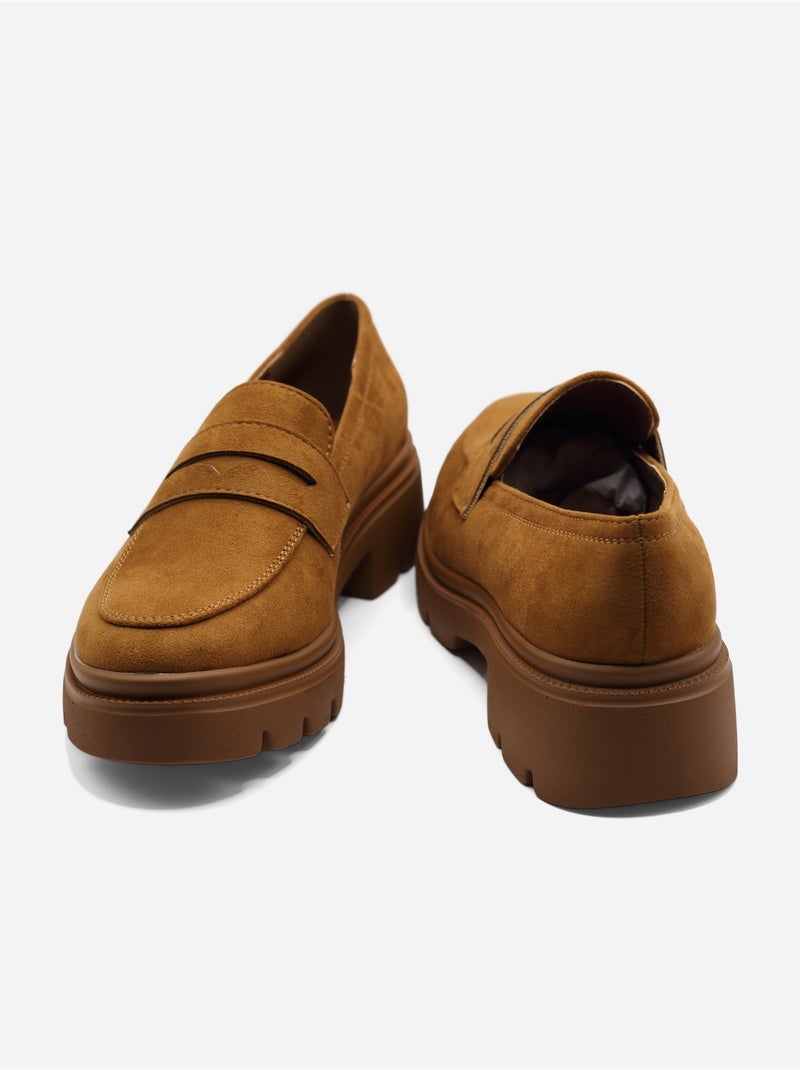 Mocasines con efecto ante Camel - Kiabi