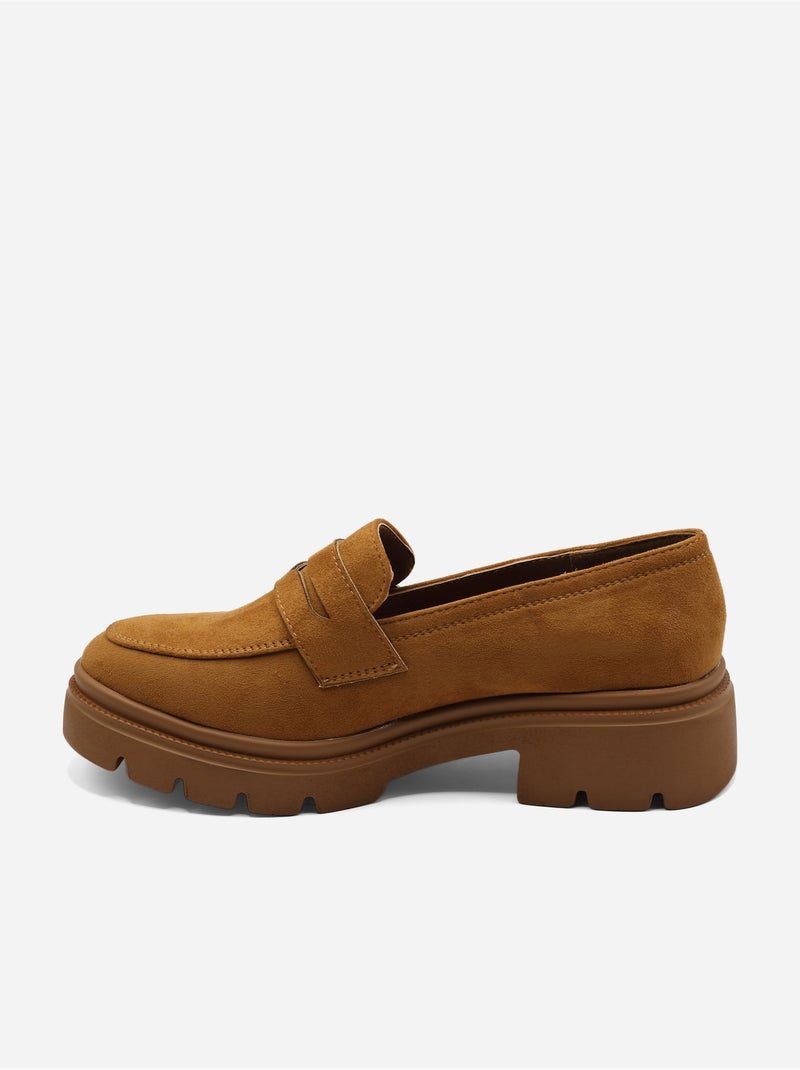 Mocasines con efecto ante Camel - Kiabi