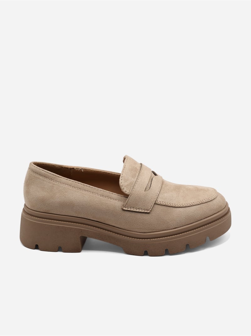 Mocasines con efecto ante Taupe - Kiabi