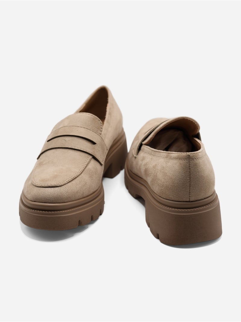 Mocasines con efecto ante Taupe - Kiabi
