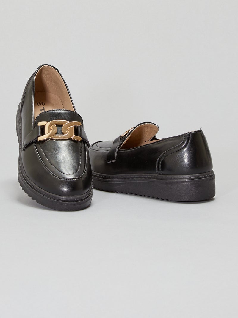 Mocasines con hebilla dorada negro - Kiabi